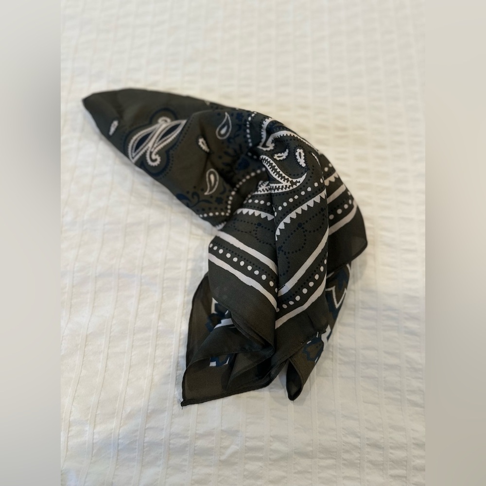 Medium silky scarf bandana khaki green color